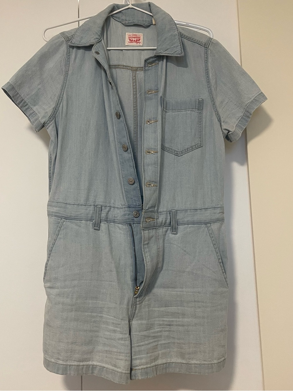 LEVI’S Light Wash Denim Short Sleeve Romper // Size S